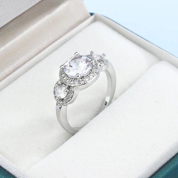 Ladies 2.50ctw Triple Halo Diamond Anniversary Ring .925 Solid Sterling Silver - Picture 3 of 6